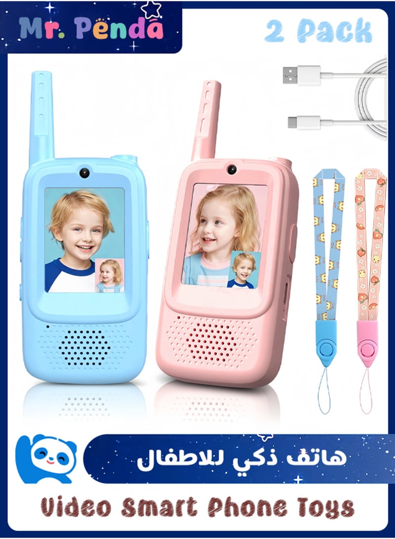 Mr. Penda 2 Pack Smart Phone Toys for Kids, Rechargeable w/Screen Display,Voice Changer,Video Chat,Fun Toys for Indoor Outdoor Camping,Travel Birthday Gift Toy for Boys Girls Age 3-12 (Blue/Pink) - Image 1